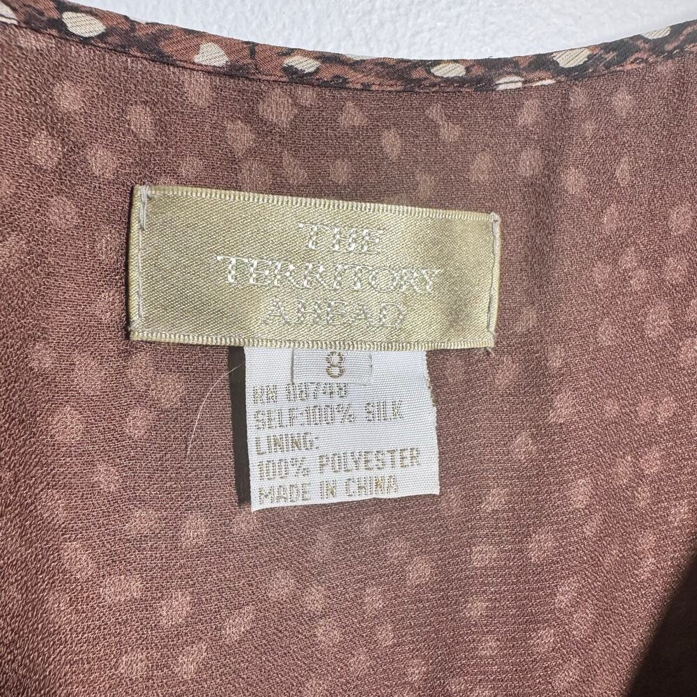 Territory Ahead Fairy Grunge Silk Blend Tiered Boho Dress Brown Flutter Sleeve 8 - Picture 6 of 9
